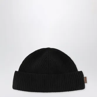 Ami Black ribbed wool beanie