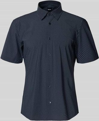 HUGO BOSS Regular Fit Businesshemd mit kurzem Arm Modell P-LIAM in Marine, Gr&ouml;&szlig;e XXL