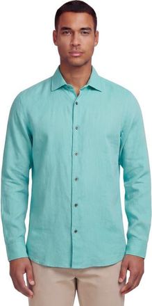 Lords of Harlech Linen Long Sleeve Shirt in Spearmint at Nordstrom, Size Xx-Large