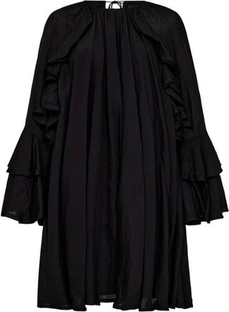 Copenhagen Muse Kleedjes, Dames, Zwart, S, Zwarte Norma Jurk met Ruches