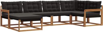 vidaXL Conjunto De Sof&aacute;s De Exterior 6 Uds. Natural Y Negro Vidaxl