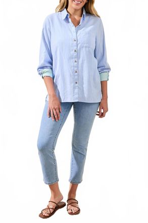 Tribal Long Sleeve Button Front Shirt In Chambray