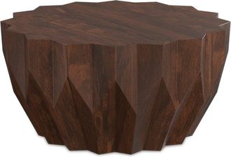 Simpli Home Turnbull Solid Mango Wood 34In Polygon Contemporary Coffee Table