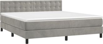 vidaXL Cama Box Spring Colch&oacute;n Y Led Terciopelo Gris Claro 180x200 Cm Vidaxl
