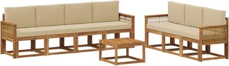 vidaXL Conjunto De Sof&aacute;s De Exterior 8 Uds. Natural Y Beige Poli&eacute;ster Vidaxl