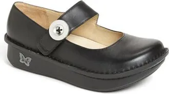 Alegria By Pg Lite Paloma Platform Mary Jane in 6589 Black Crinkle at Nordstrom, Size 41