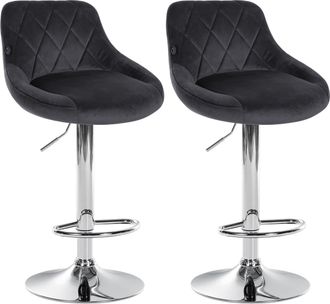 Clp Clp - Set De 2 Taburetes Lazio En Terciopelo Gris Oscuro Cromado