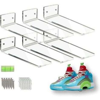 OEM Un Conjunto De 6 Zapateros Flotantes De Acr&iacute;lico, Estantes Transparentes Para Zapatos Montados En La Pared, Que Se Pueden Usar Para Guardar Zapatos O 