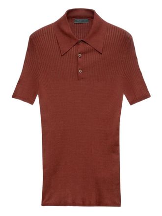 Prada ribbed cotton polo shirt - men - Cotton - 52 - Orange