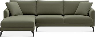 Castlery Lena Chaise Sectional Sofa Left Facing Customized, (Performance Fleece) Moss (Matte Black Legs), Spill Resistant, Removable Covers for Sofas, Castlery