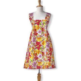 Tag Springtime Floral Pinafore Smock Cotton Apron with Pockets in Pink at Nordstrom