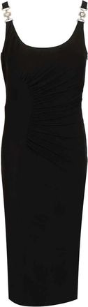 Versace Stretch Cr&ecirc;pe Jersey Midi Jurk - Dames - Casual kleedjes - Zwart - S - Leer - Kleedjes