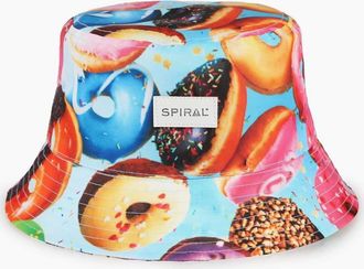 Spiral Womens Floral Patterned All Around Brim Bucket Hat - Doughnuts - Size: LADIES