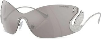 Swarovski Zilveren Zonnebril met Originele Hoes - Dames - Zonnebrillen - Grijs - 34 MM - Accessoires