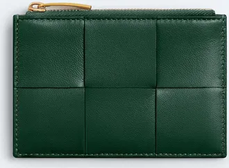 Bottega Veneta Cassette Zipped Card Case - Green - Woman - 50% Lambskin & 50% Calfskin