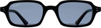 Ray-Ban Rectangle Unisex Black Dark Grey Polarized RB4455 Zuri - One Size