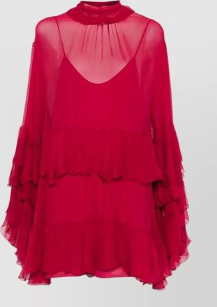 Chlo&eacute; layered open back knee length dress