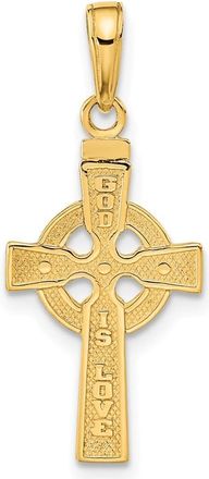 Diamond2Deal 14k Yellow Gold Reversible GOD IS LOVE Celtic Cross Pendant