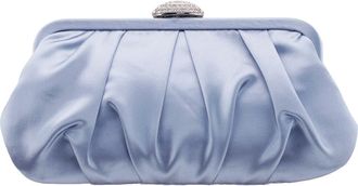 Nina Concord Pleated Satin Frame Clutch in Icy Blue at Nordstrom