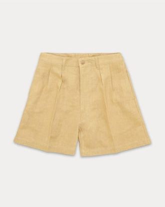 Fortela NY Pleated Linen Bermuda Shorts in Camel at Nordstrom, Size 34 Eu