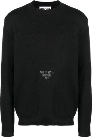 Moschino Ronde hals gebreid - Heren - Ronde hals truien - Zwart - L - Katoen - Truien & Vesten