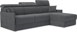 Divani.Store Miryam Sof&aacute; Cama Esquinero Con Reposacabezas Reclinables En Tejido Antimanchas T31 232 Cm Derecho Antracita