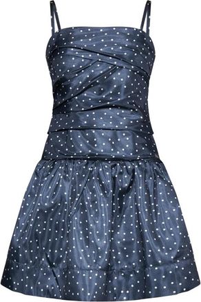 Silvian Heach Korte Jurk met Grafisch Motief en Dunne Bandjes - Dames - Feestkleedjes - Blauw - L - Kleedjes