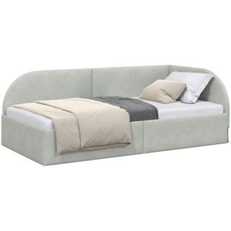 vidaXL Corner Bed Frame Light Grey 100 cm x 200 cm Velvet vidaXL