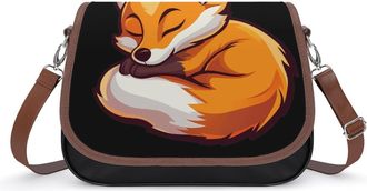Generic Fox Sleeping Print Crossbody Bags for Women Shoulder Messenger Bag Purse Handbags