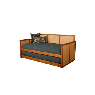 Kodiak Furniture Abaco Daybed-Pop Up-Honey Finish-Linen Aqua Mattresses