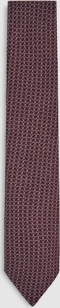 Reiss Bordeaux Silk Geometric-chain Print Tie