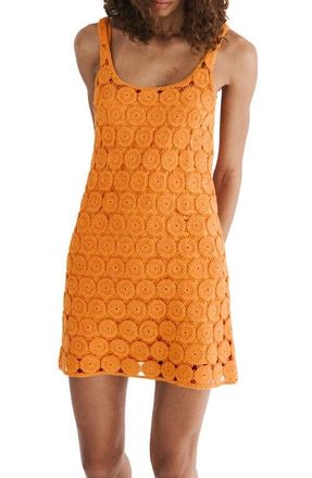 Mango Crochet Cotton Blend Minidress in Orange at Nordstrom, Size 4