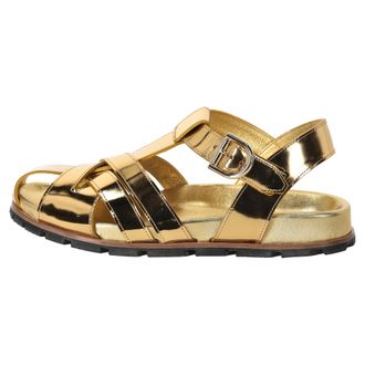 Dries Van Noten visserssandalen in metallic goudkleurig leer