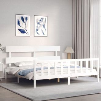 vidaXL Bed Frame without Mattress White Super King Size Solid Wood Pine vidaXL