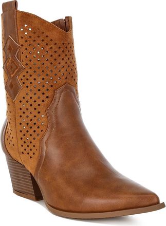London Rag Lomela Perforated Block Heel Boot in Tan at Nordstrom Rack, Size 10