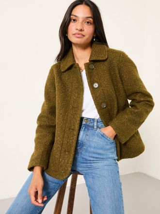 Fat Face FatFace Mae Olive Green Boucle Jacket