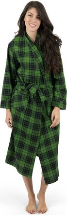 Leveret Womens Flannel Robe, 100% Cotton in Plaid Black & Green at Nordstrom, Size 6X-Large