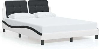 vidaXL Vidaxl - Giroletto con Luci led Bianco e Nero 140x190 cm in Similpelle