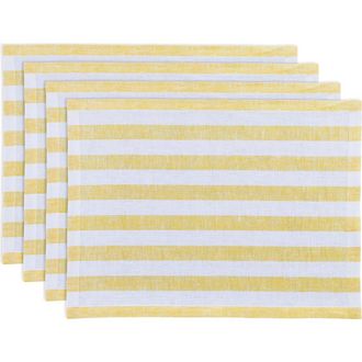 Solino Home Linen Placemats - Sorrento Stripe, 14 x 19 in Yellow And White at Nordstrom, Size Medium