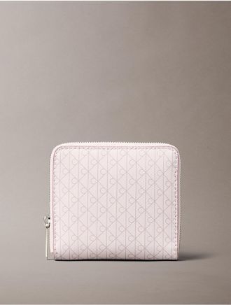 Calvin Klein Womens Allover Monogram Square Zip Wallet - Purple