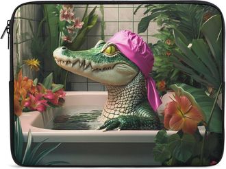 Generic Funny Crocodile Toilet Bathroom Laptop Case Sleeve Bag 10inch Durable Shockproof Protective Computer Carrying Cover Briefcase