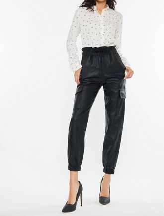 Kancan Rona Ultra High Rise Faux Leather Jogger Pant In Black