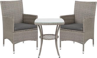 OUTSUNNY Rattan Bistro Set Garden Chair Table Patio Outdoor Light Grey