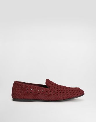 Dolce & Gabbana Slippers In Woven Fabric - Man Driver Shoes And Loafers Red 41.5