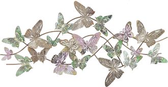 Beliani Beliani - Decoraci&oacute;n De Pared De Metal Multicolor 100 X 53 Cm Mariposas Arte Naturaleza Moderno Glamour Boho Gallium