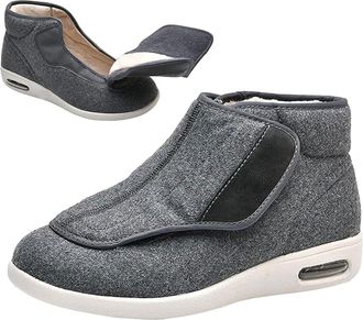 Generic Warm Diabetic Shoes Fleece Lined for Men Women Wide Fit Orthopedic Sneakers Easy Close 20 (Grey, Adult, Men, 11.5, Numeric, UK Footwear Size System, W