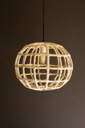 Kalalou Short Paper Mache Grid Pendant Light