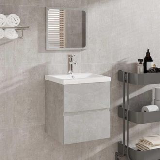vidaXL Armario De Ba&ntilde;o Con Espejo Madera De Ingenier&iacute;a Gris Hormig&oacute;n Vidaxl