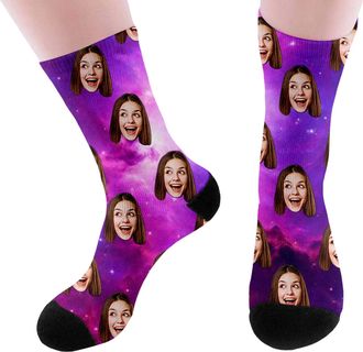 Generic Personalised Socks with Photo Fashion Funny Custom Face Socks Personalised Sock with Dog Pet and Heart Picture Unisex Print Crew Sock Valentines Day G