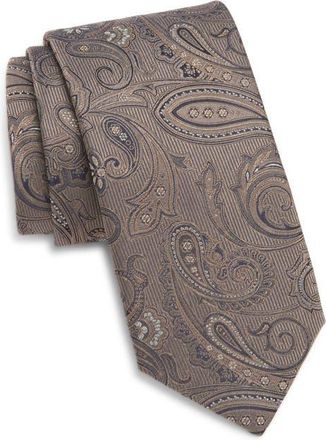 Canali Paisley Silk Tie in Light Brown at Nordstrom
